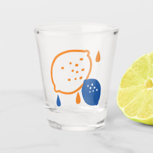 Verre A Shot Citron bleu et orange Motif Jouer sur le thème des
