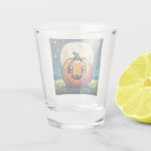 Verre A Shot citrouille Halloween 8 bits sous la lune (Dos)