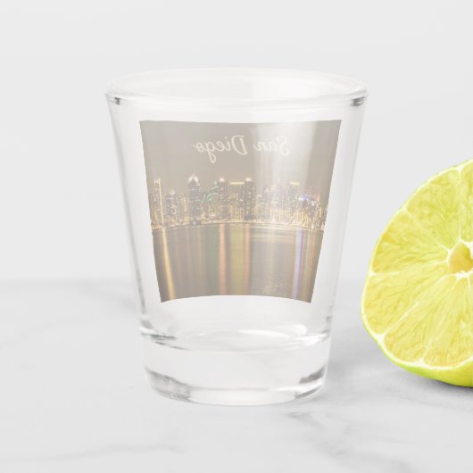 Verre A Shot Cityscape Skyline Nuit Californie San Diego (Dos)