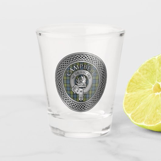 Verre A Shot Clan Campbell Crest & Tartan Knot Shot Glass (Devant)