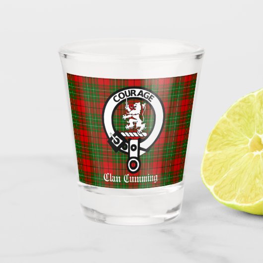 Verre A Shot Clan Cumming Crest Badge et Tartan (Devant)