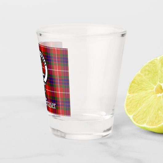 Verre A Shot Clan Fraser Crest Badge et Tartan (Droite)