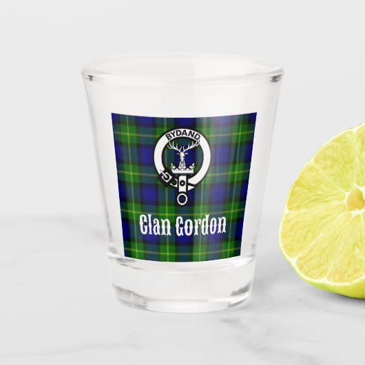 Verre A Shot Clan Gordon Crest Badge & Tartan (Devant)
