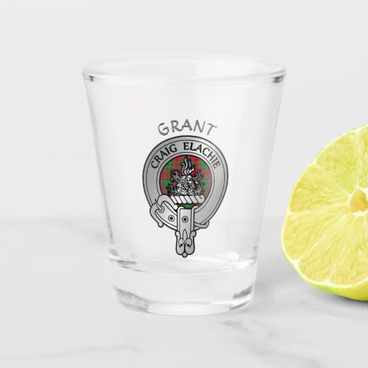 Verre A Shot Clan Grant Crest & Tartan (Devant)