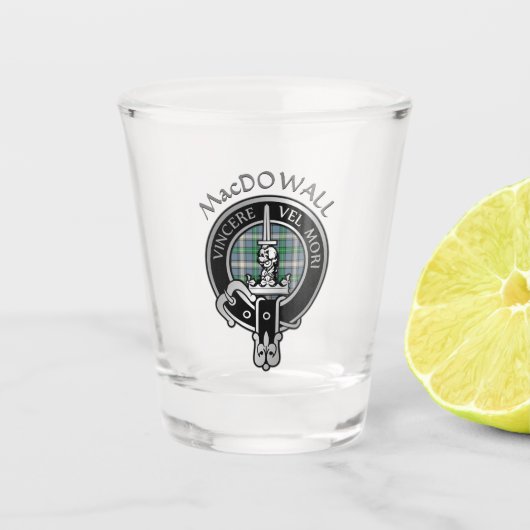 Verre A Shot Clan MacDowall Crest & Tartan Shot Glass (Devant)