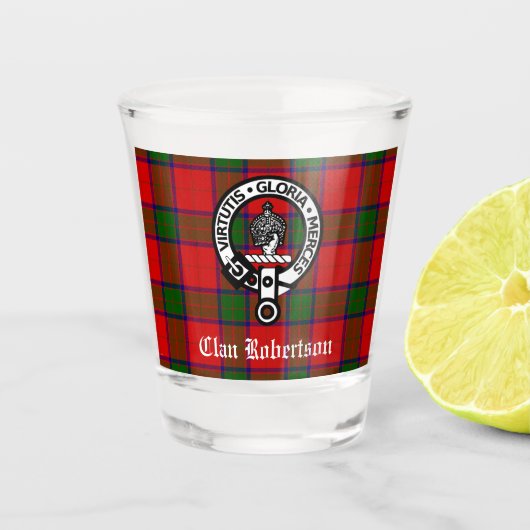 Verre A Shot Clan Robertson Crest Badge & Tartan (Devant)