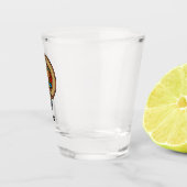 Verre A Shot Clan Scott Crest au-dessus du Tartan rouge Tachan (Droite)