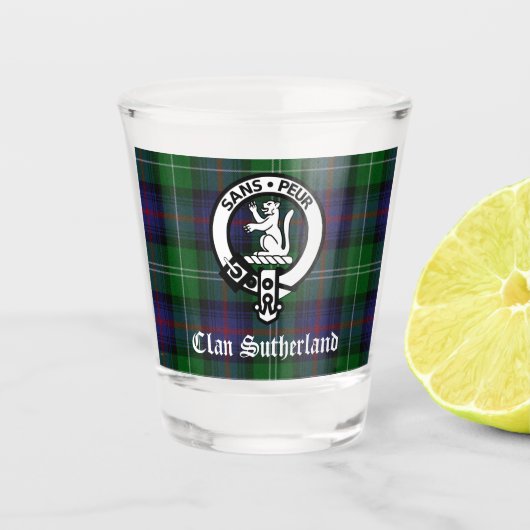 Verre A Shot Clan Sutherland Crest & Tartan (Devant)