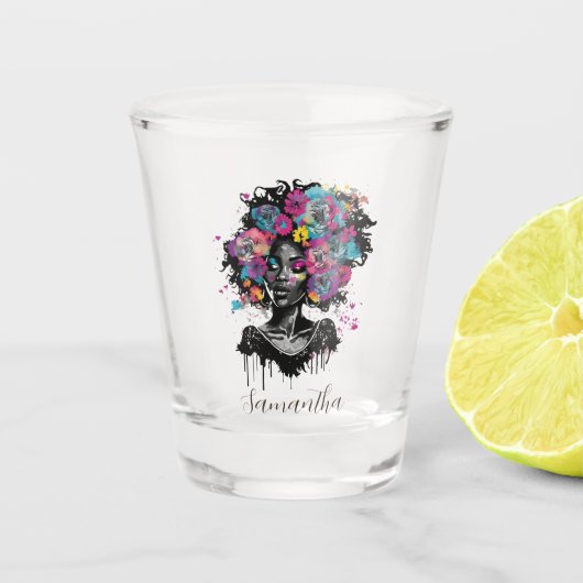 Verre A Shot Classe Florale Afro Femme (Devant)