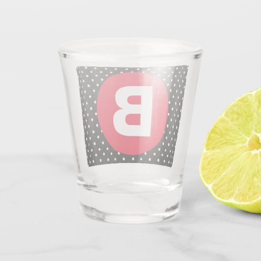 Verre A Shot Classic Black & White Polka Dot with Red Monogram (Dos)