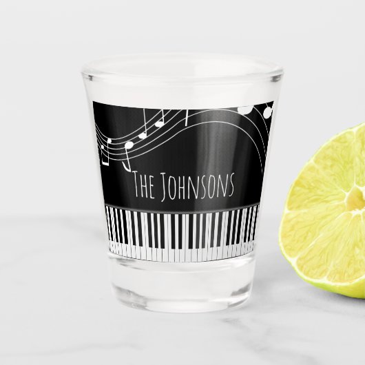 Verre A Shot Clavier de piano et notes musicales (Devant)