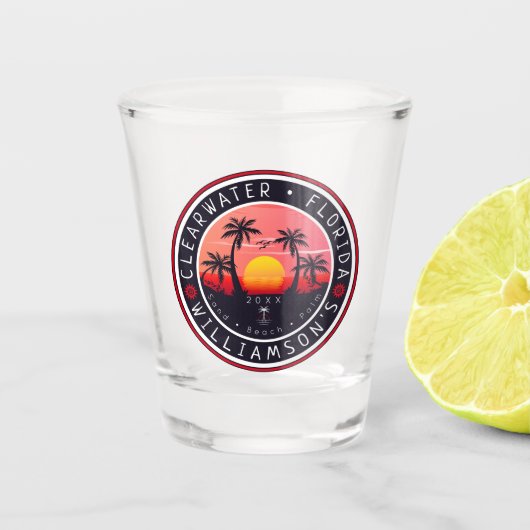 Verre A Shot Clearwater Florida Beach Retro Sunset Souvenir 80s (Devant)