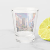 Verre A Shot Cleveland coloré Skyline Art Abstrait (Dos)