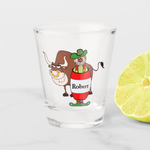 Verre A Shot Clown Et Bull Rodéo Occidental Personnalisé