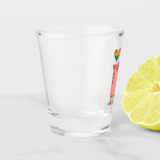Verre A Shot Cochon Avec Ballot Arc-En-Ciel (Gauche)