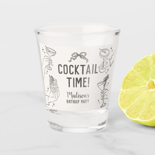 Verre A Shot Cocktail beige Fête Rétro Anniversaire Faveurs (Devant)