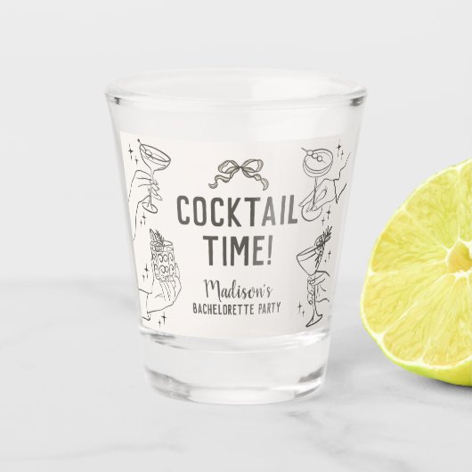 Verre A Shot Cocktail beige Retro Bachelorette Faveurs (Devant)