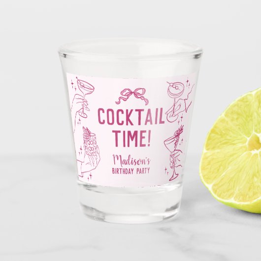 Verre A Shot Cocktail rose Fête Rétro Anniversaire Faveurs (Devant)