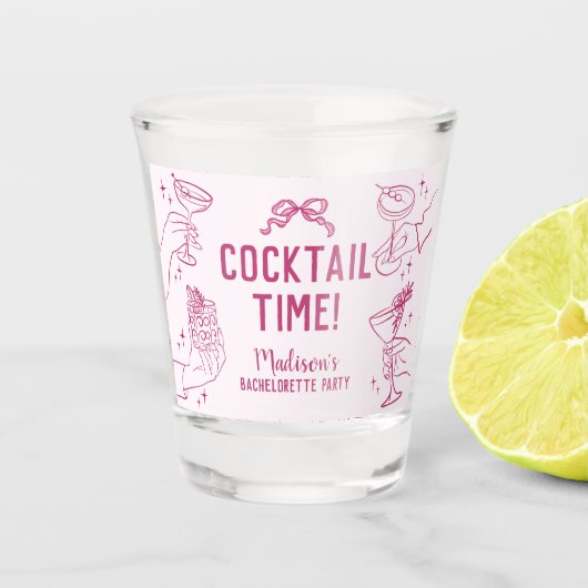 Verre A Shot Cocktail rose Retro Bachelorette Faveurs (Devant)