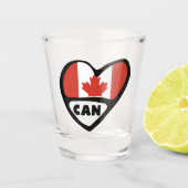 Verre A Shot Code pays du Canada Coeur du drapeau, CAN (Devant)