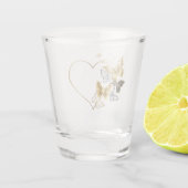 Verre A Shot Coeur aux papillons d'or (Dos)