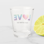 Verre A Shot Cœur d'amour arc-en-ciel avec texte personnalisé (Dos)