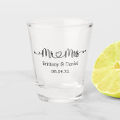 Verre A Shot Coeur de calligraphie moderne M. et Mme Mariage (Devant)