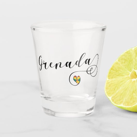 Verre A Shot Coeur de drapeau du Grenada, grenadin (Devant)