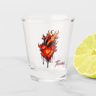 Verre A Shot Coeur flamboyant.