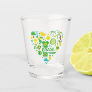 Verre A Shot Cœur mignon Brésil – Souvenir, Cadeau de Noël