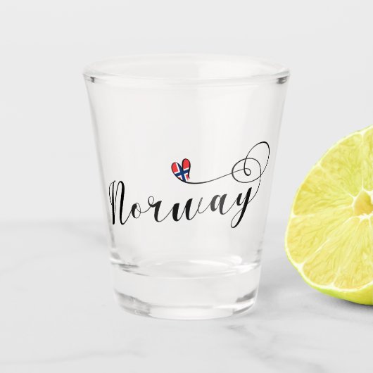 Verre A Shot Coeur norvégien de drapeau, Norvège (Devant)
