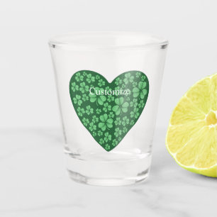 Verre A Shot Coeur Shamrock vert Saint Patrick's Day