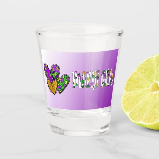 Verre A Shot Coeurs Mardi Gras (Devant)