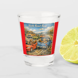 Verre A Shot Colère de paresseux sur la route – Aquarelle de vo