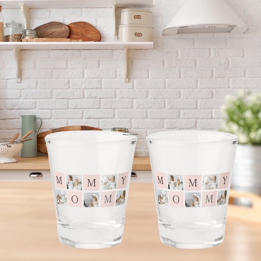 Verre A Shot Collage moderne Photo & Pastel Cadeau de maman ros