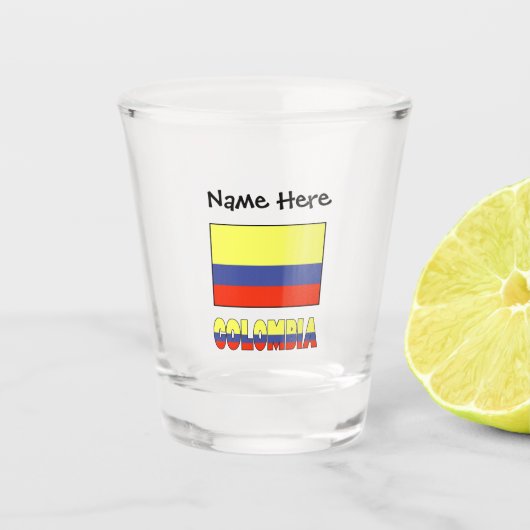 Verre A Shot Colombia and Colombian Flag with Your Name (Devant)