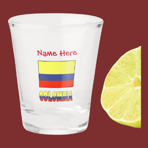 Verre A Shot Colombie et personnalisation rouge du drapeau colo