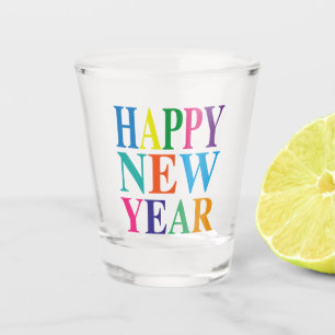 Verre A Shot Colorful Happy New Year Typographie