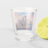 Verre A Shot Colorful Seattle Skyline Art Abstrait (Dos)