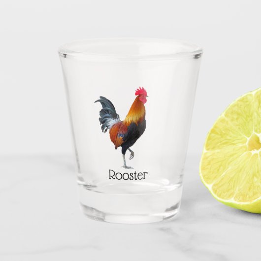 Verre A Shot Colorful Strutt Rooster Design Shot Glass (Devant)