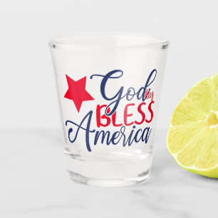 Verre A Shot Conception de célébration patriotique Dieu bénisse