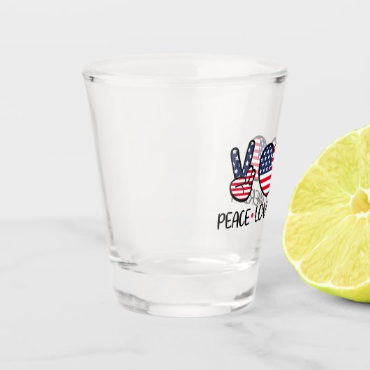 Verre A Shot Conception de drapeau patriotique Paix Amour Améri (Gauche)