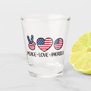 Verre A Shot Conception de drapeau patriotique Paix Amour Améri