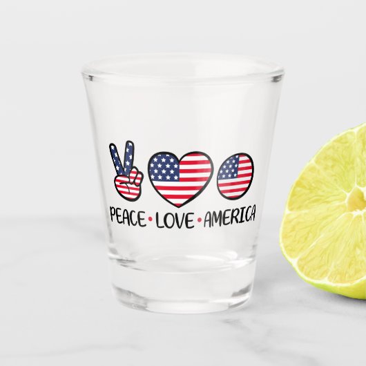 Verre A Shot Conception de drapeau patriotique Paix Amour Améri (Devant)