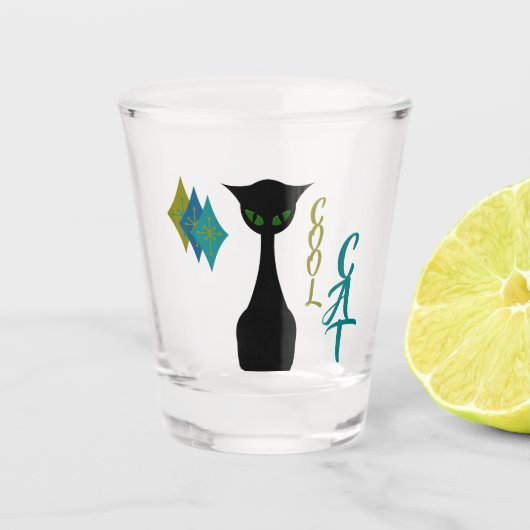 Verre A Shot Cool Cat Mid Century Retro (Devant)