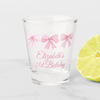 Verre A Shot Coquette Bow rose 21e anniversaire