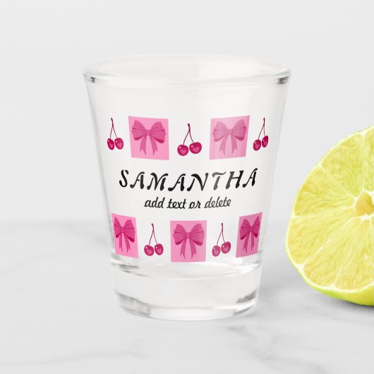 Verre A Shot Coquette Red Cherry Bow Bachelorette 21 Anniversai (Devant)