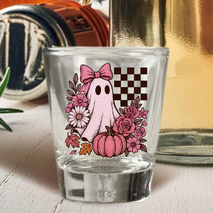 Verre A Shot Coquette rose rétro Fille fantôme avec Bow Hallowe
