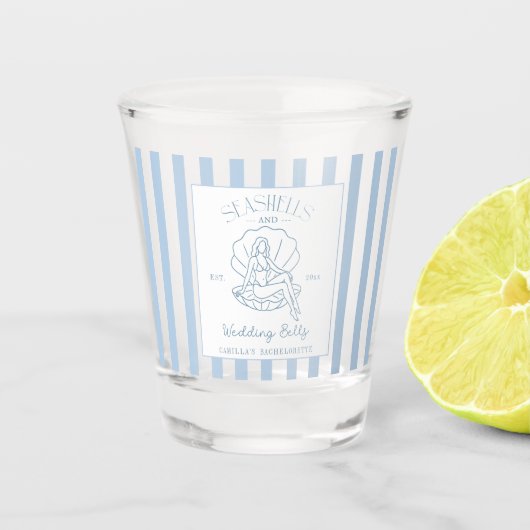 Verre A Shot Coquillages Et Cloches Mariages Bachelorette Côtiè (Devant)