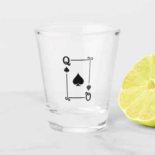 Verre A Shot Correspondance Queen Spades Convient Jouer Cartes (Devant)
